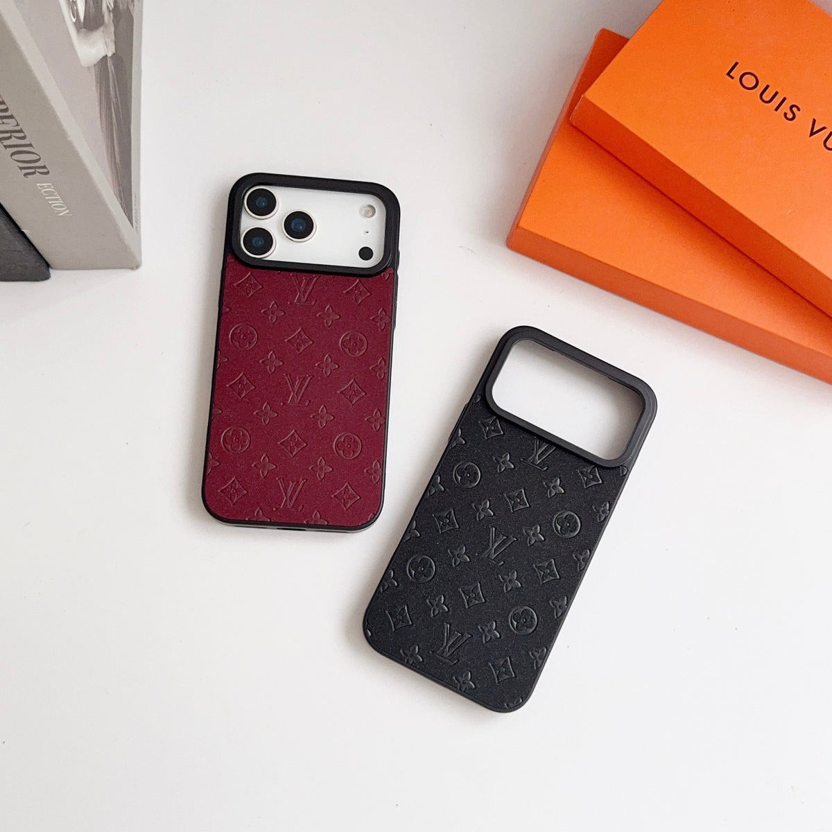 LV Embossed Monogram Matte Leather Case for iPhone 13-18 Pro & Pro Max
