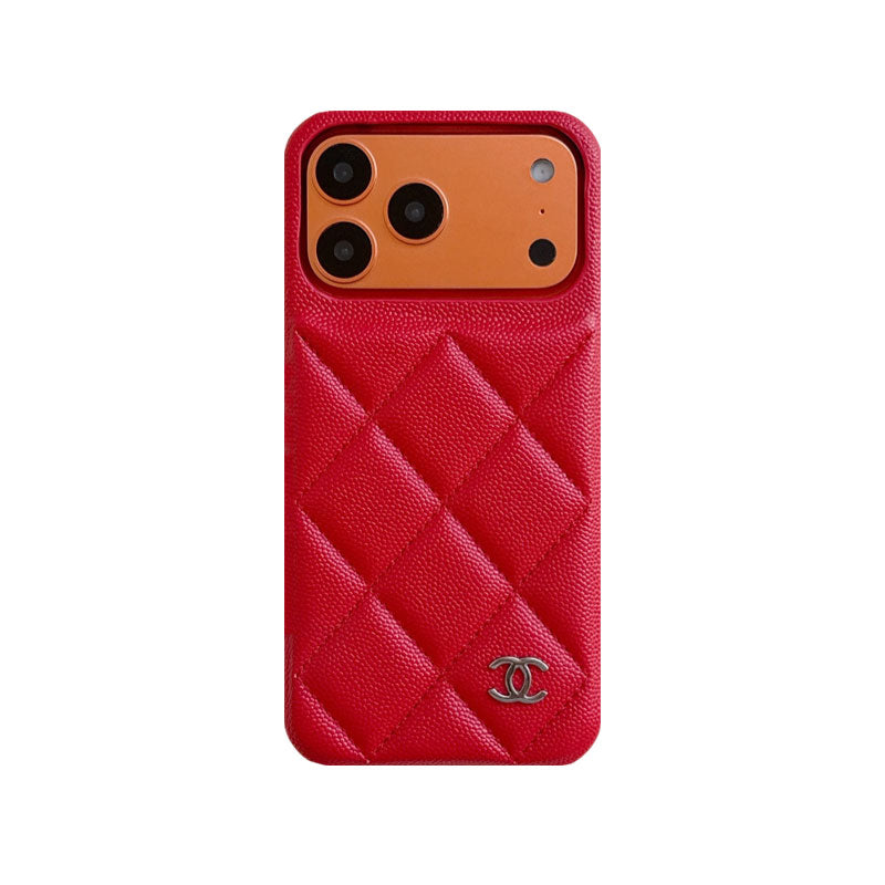 Elegant Leather CC iPhone Case Orange For iPhone 13-18 Pro & Pro Max