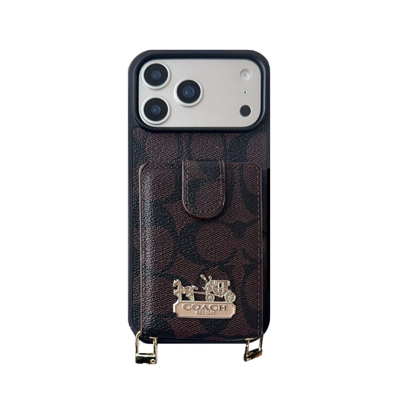 Luxury Leather Card Slot Signature Case - iPhone 12-18 Pro & Pro Max
