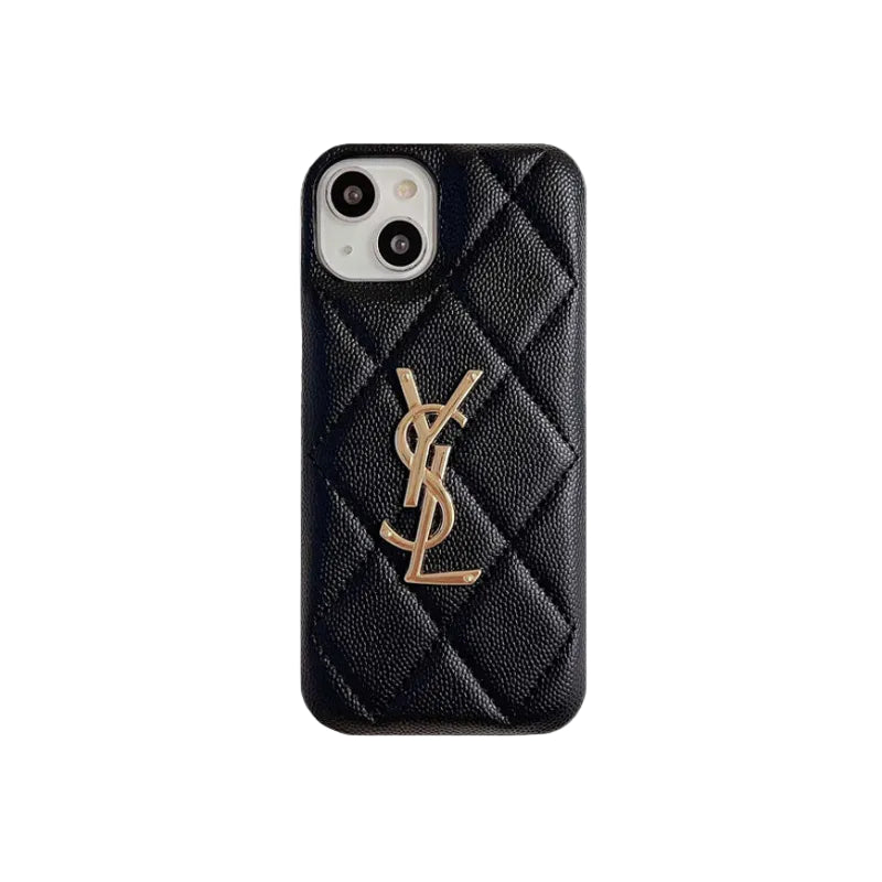 Luxury YSL Leather Phone Case for iPhone 12-18 Pro & Pro Max