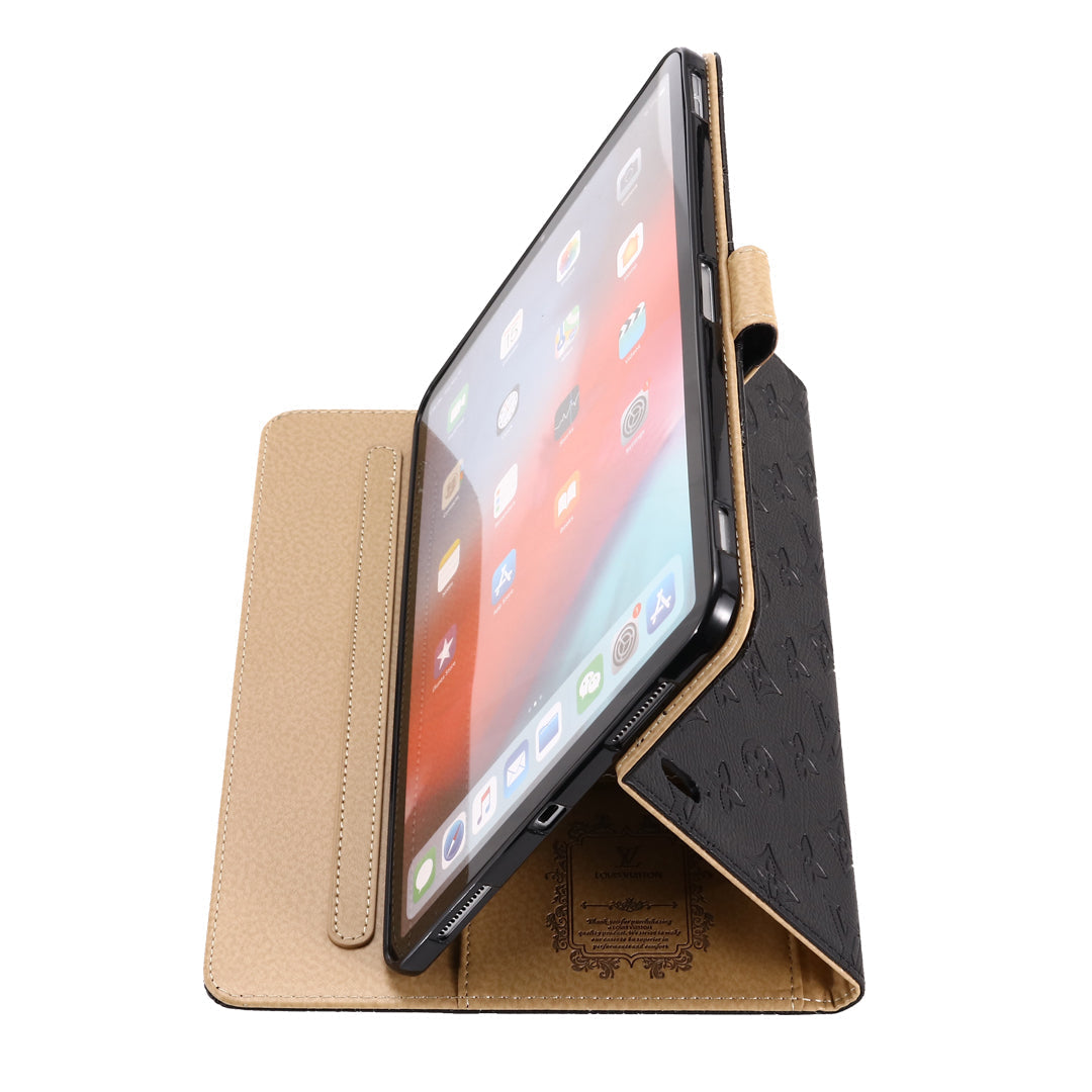 3D Embossed Canvas Monogram Holster Apple iPad Flip Cover With Stand Function theroxymob
