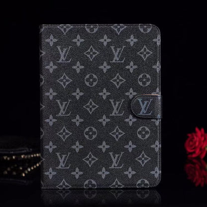 Luxury Canvas Monogram Leather Fresh Summer Theme Pattern Apple iPad case Black theroxymob