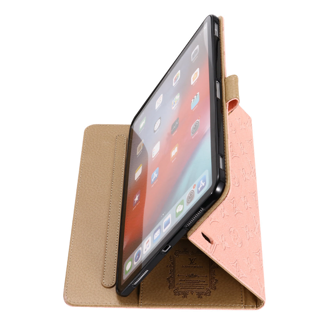 3D Embossed Canvas Monogram Holster Apple iPad Flip Cover With Stand Function theroxymob