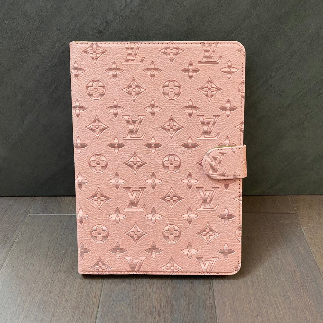 3D Embossed Canvas Monogram Holster Apple iPad Flip Cover With Stand Function theroxymob