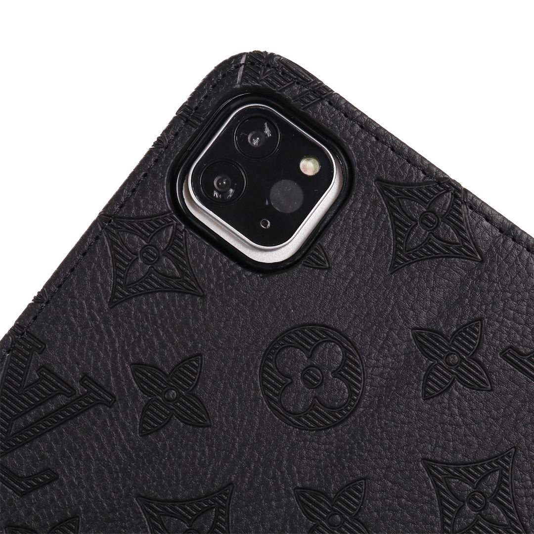 3D Embossed Canvas Monogram Holster Apple iPad Flip Cover With Stand Function theroxymob
