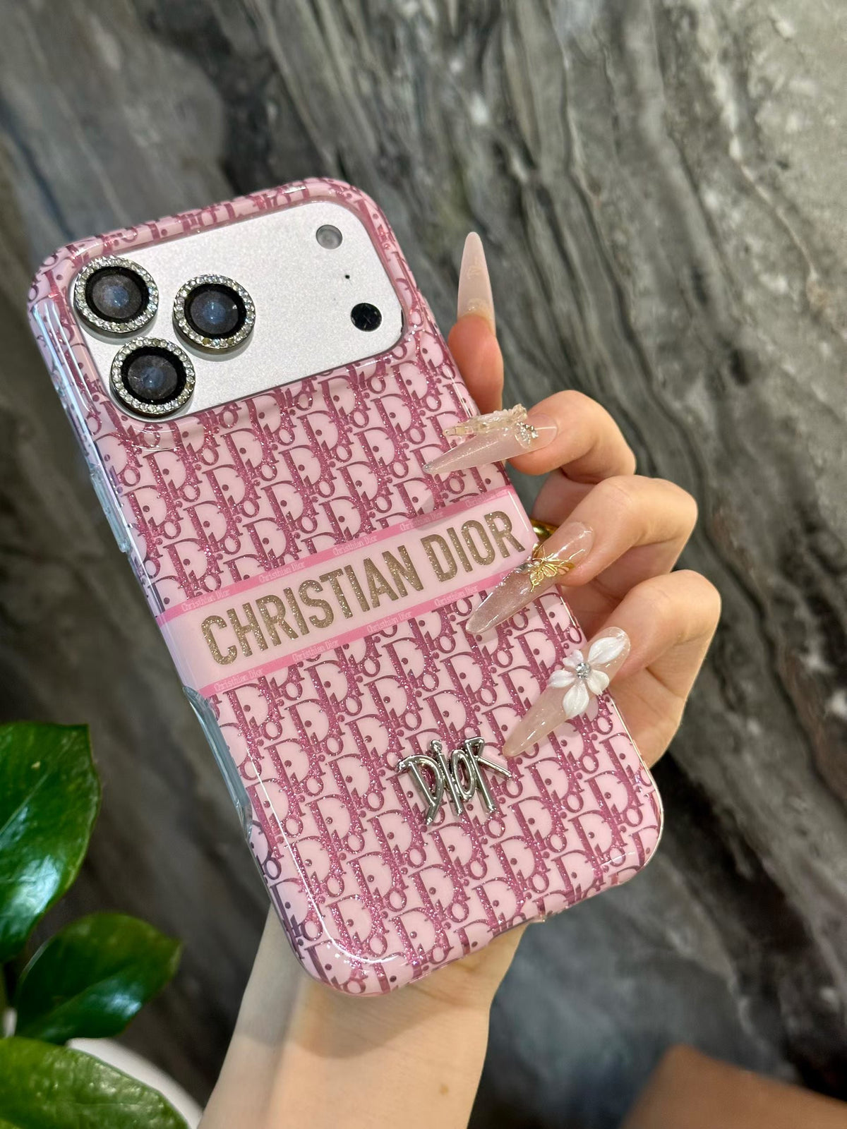 Luxury Dior Case Premium Designer Fabric For iPhone 12-18 Pro & Pro Max