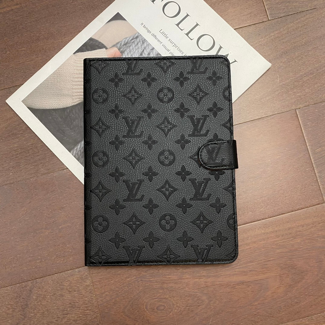 3D Embossed Canvas Monogram Holster Apple iPad Flip Cover With Stand Function theroxymob