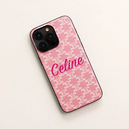 PREMIUM CELINE IPHONE CASE MASSIVE LOGO PINK FOR IPHONE 12-18 Pro & Pro Max