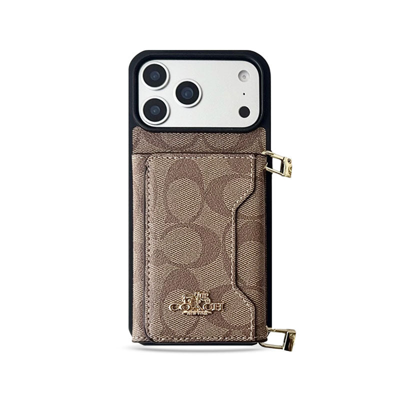 Designer Monogram Wallet Coach Case with Crossbody Strap