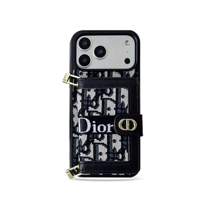 Dior Crossbody Strap Leather Case - iPhone 12-18 Pro & Pro Max
