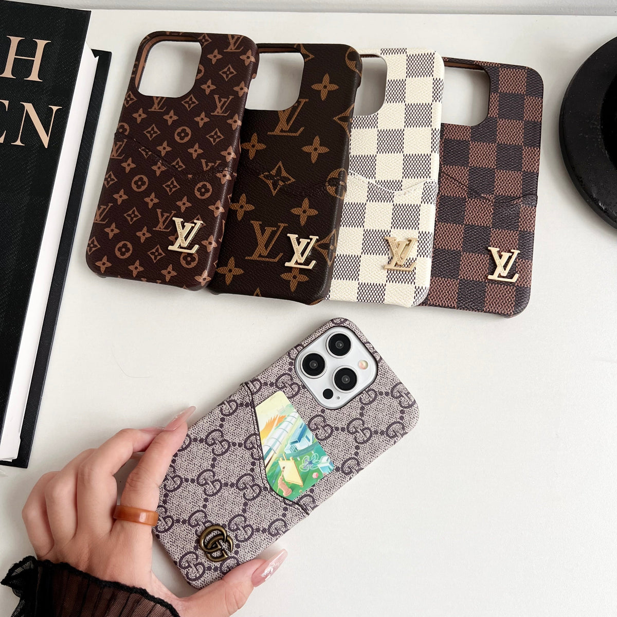 Classic Leather Monogram iPhone Case Card Holder Roxy New 2