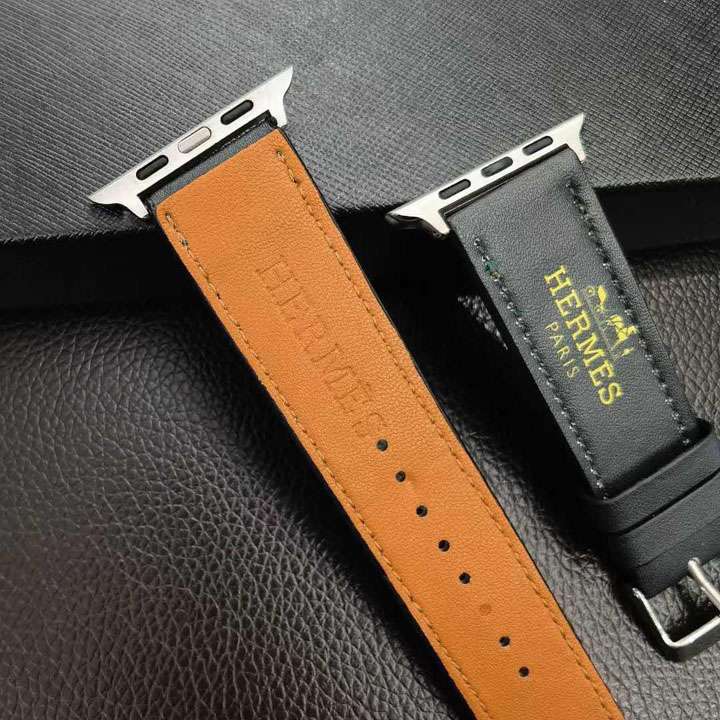Apple Watch strap in glossy Hermes leather
