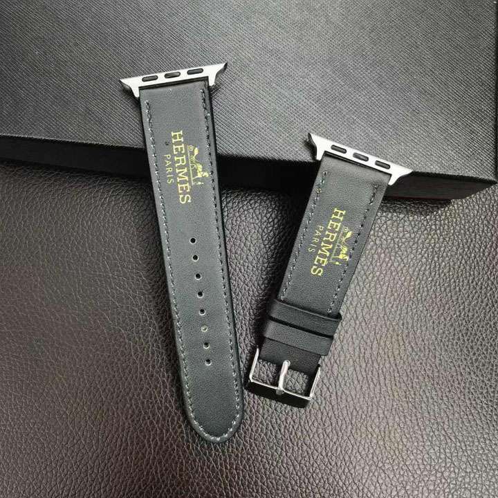 Apple Watch strap in glossy Hermes leather