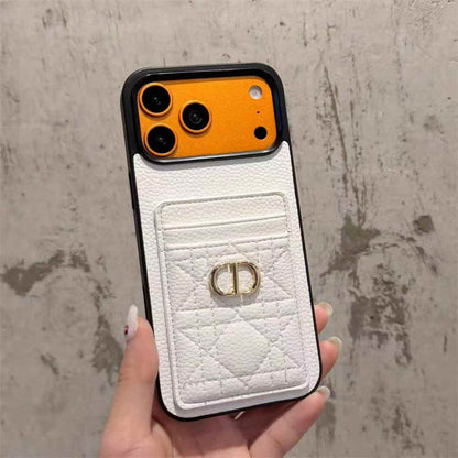 Brown Quilted Dior Wallet Case - iPhone 12-18 Pro & Pro Max