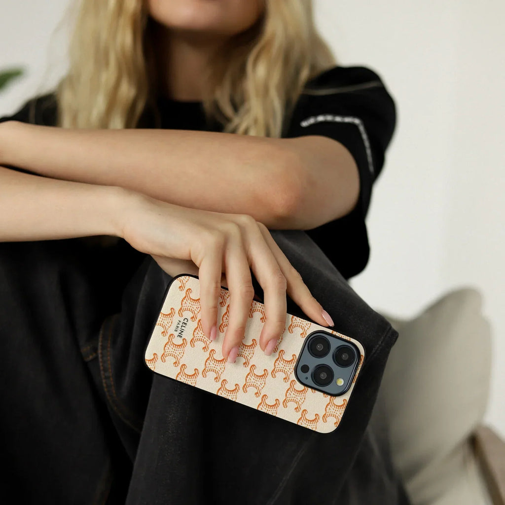 STRONG CELINE IPHONE CASE CLASSIC BEIGE FOR IPHONE 12-18 Pro & Pro Max