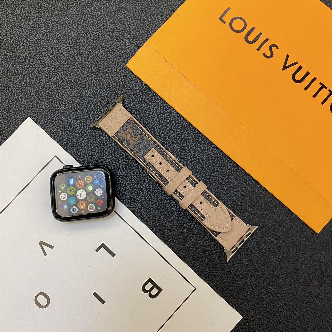 APPLE WATCH GENUINE LEATHER STRAP STITCHING MONOGRAM LEATHER Roxy New 2