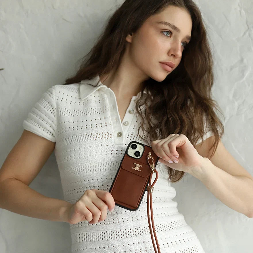 CLASSIC CASE SINGLE CROSSBODY BROWN FOR IPHONE 12-18 Pro & Pro Max