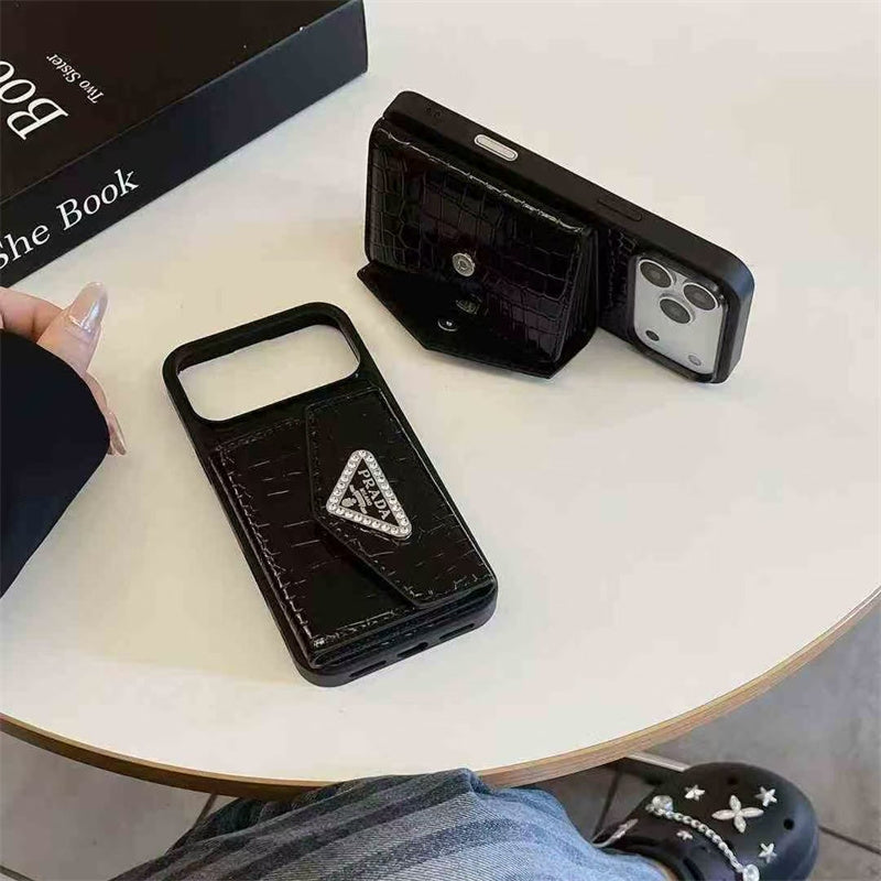 Elegant Wallet Card Slot Triangle Case - iPhone 12-18 Pro & Pro Max