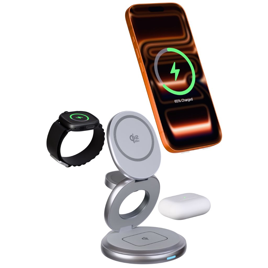 3-in-1 Foldable 25W Qi2 Magnetic Wireless Charging Station