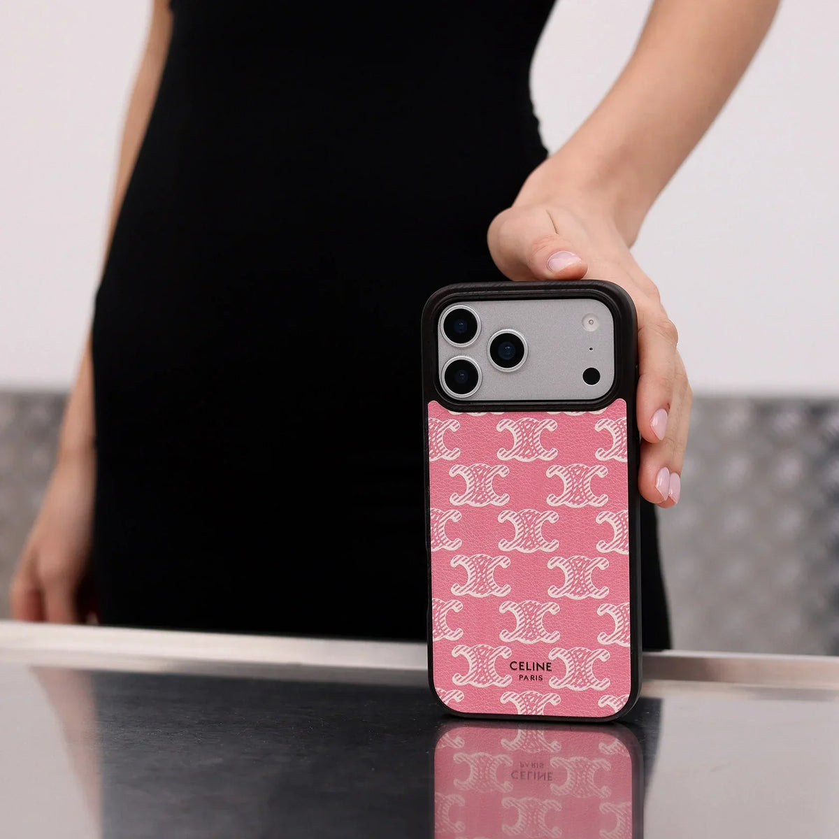 LUXURY CELINE IPHONE CASE CLASSIC PINK FOR IPHONE 12-18 Pro & Pro Max