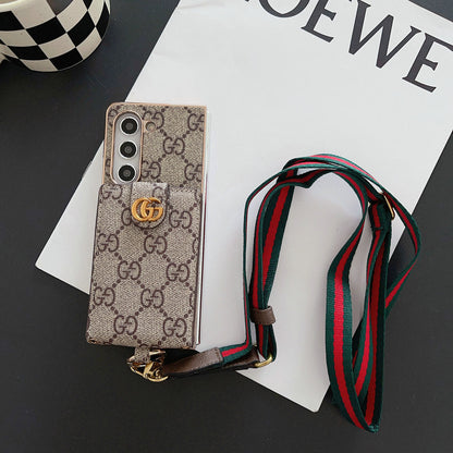 LUXURY ELECTROPLATING MONOGRAM CARD HOLDER CROSSBODY SAMSUNG Z FOLD CASE Roxy New