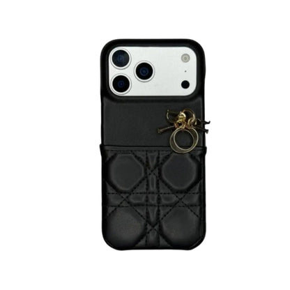 Dior Cannage Quilted Leather Charm Case for iPhone 12-18 Series