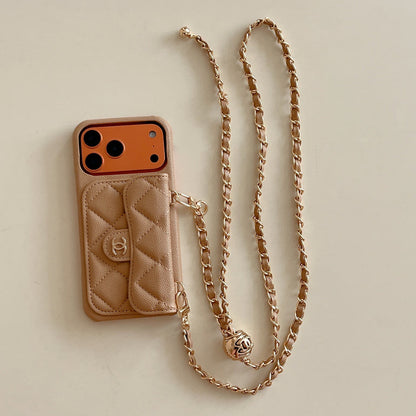 Premium Quilted Leather Crossbody Wallet Case for iPhone 12-18 Pro & Pro Max