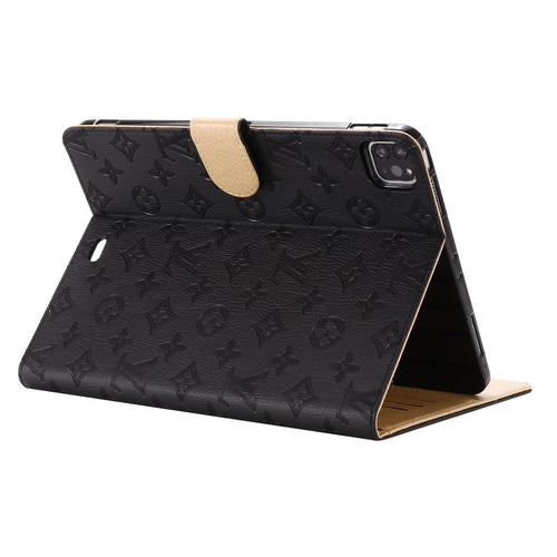 3D Embossed Canvas Monogram Holster Apple iPad Flip Cover With Stand Function theroxymob