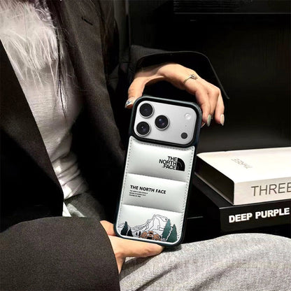 North Face Style Puffer Phone Case With Graphic For iPhone 12-18 Pro & Pro Max