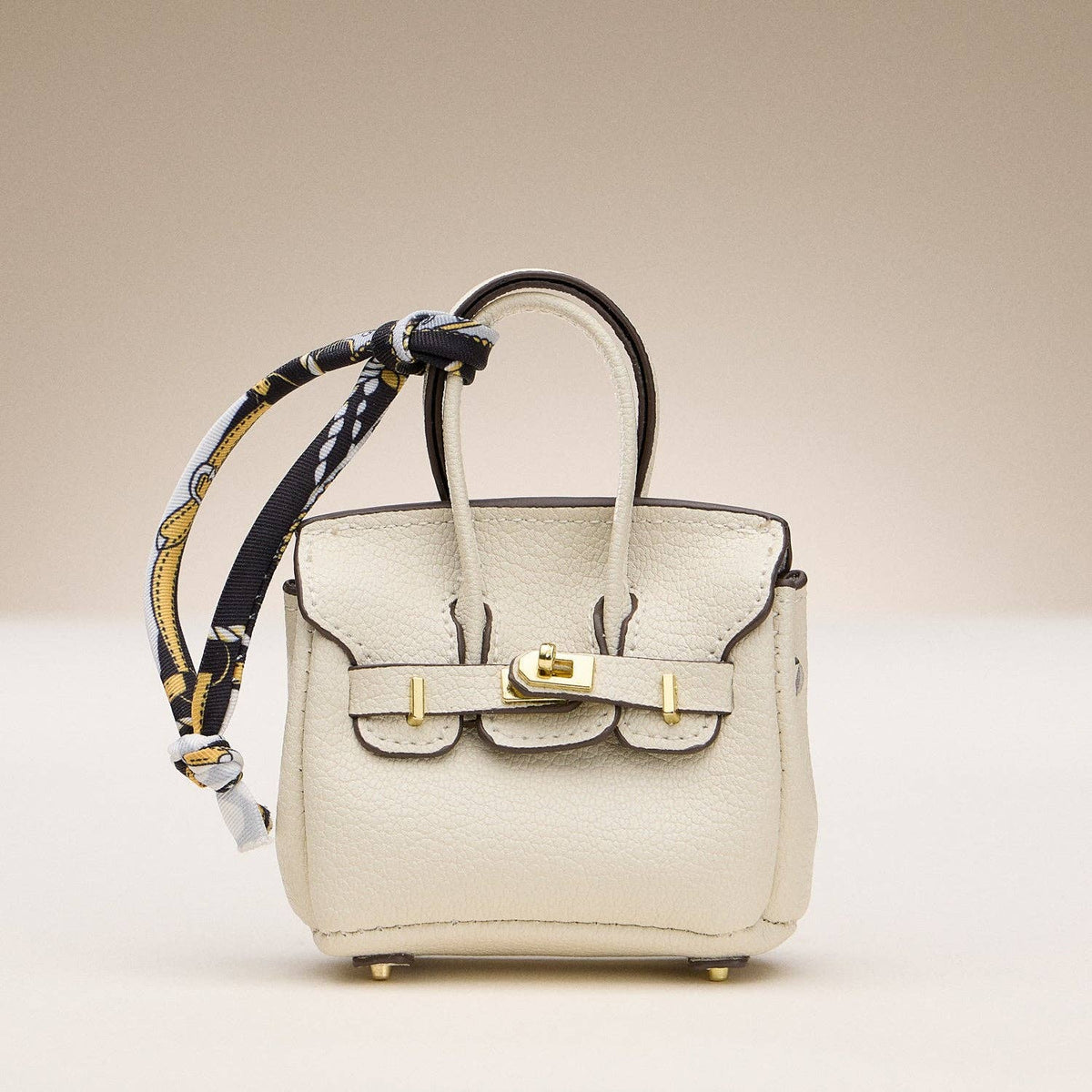 Mini Birkin Faux Leather Bag For Airpods Charm with Scarf Detail Roxy New