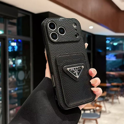 Luxury Plaque Leather Triangle Case - iPhone 12-18 Pro & Pro Max