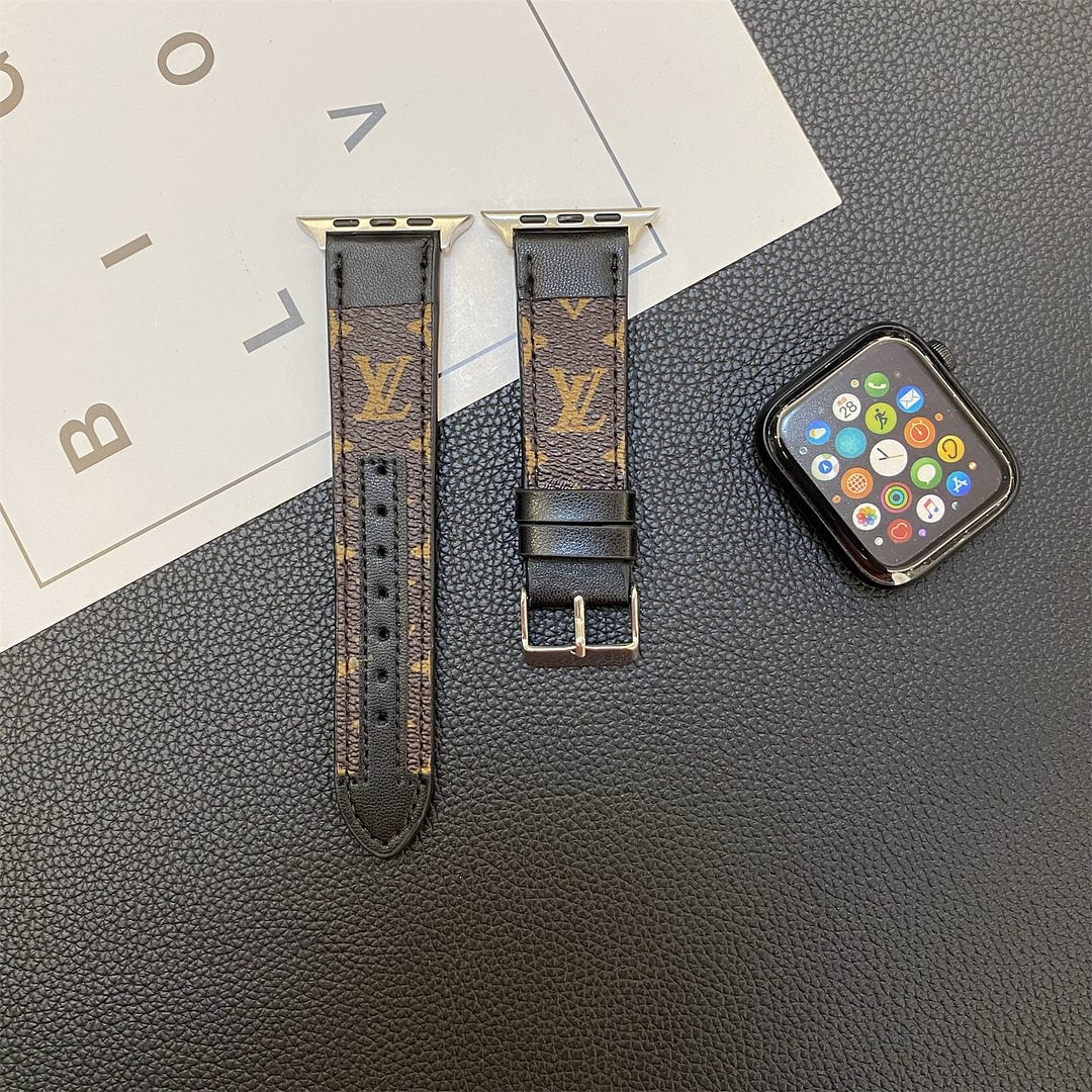 APPLE WATCH GENUINE LEATHER STRAP STITCHING MONOGRAM LEATHER Roxy New 2