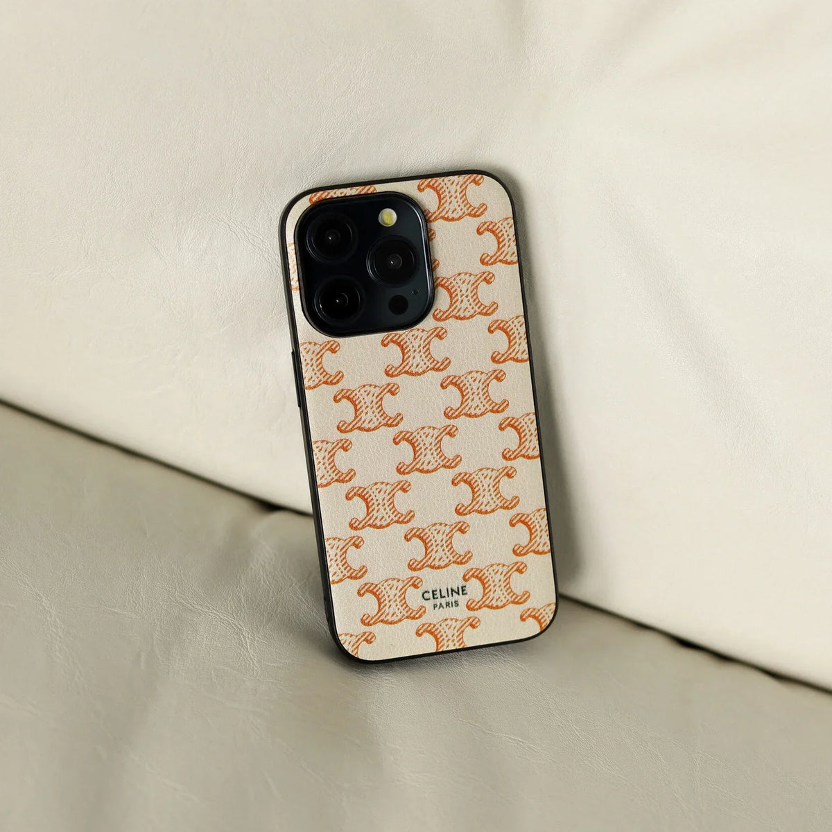 STRONG CELINE IPHONE CASE CLASSIC BEIGE FOR IPHONE 12-18 Pro & Pro Max