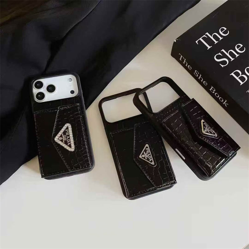 Elegant Wallet Card Slot Triangle Case - iPhone 12-18 Pro & Pro Max