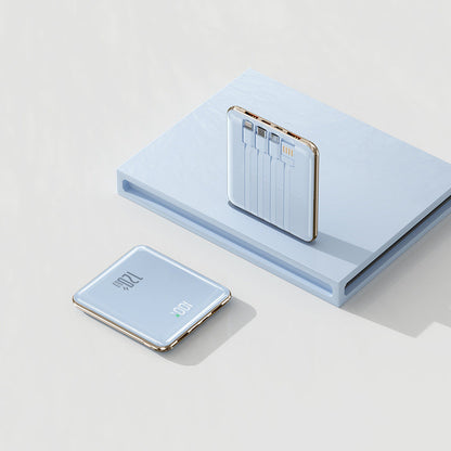 Mini Power Bank 10,000 mAh with Built-In Charging Cables