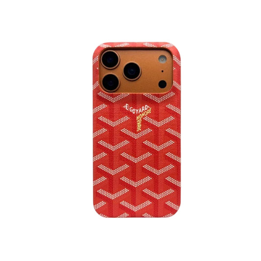 GYD Vintage Monogram Signature Red Case for iPhone 12-18 Pro & Pro Max