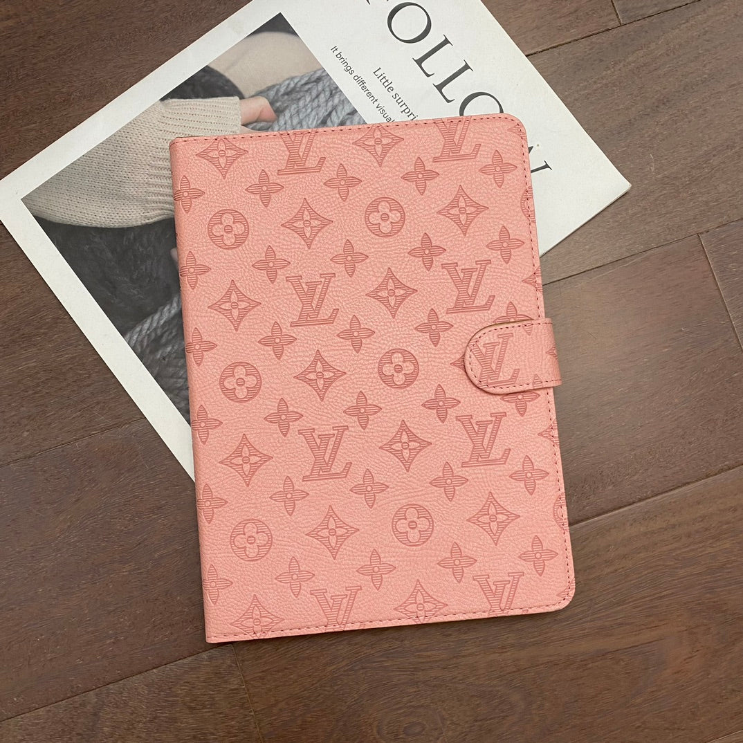 3D Embossed Canvas Monogram Holster Apple iPad Flip Cover With Stand Function theroxymob