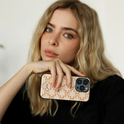 STRONG CELINE IPHONE CASE CLASSIC BEIGE FOR IPHONE 12-18 Pro & Pro Max