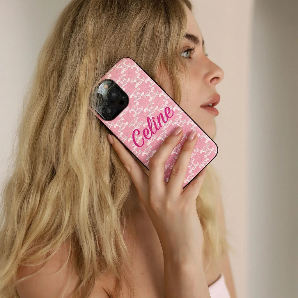 PREMIUM CELINE IPHONE CASE MASSIVE LOGO PINK FOR IPHONE 12-18 Pro & Pro Max