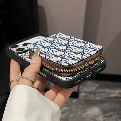 Blue Dior Case with Pouch Wallet - iPhone 12-18 Pro & Pro Max