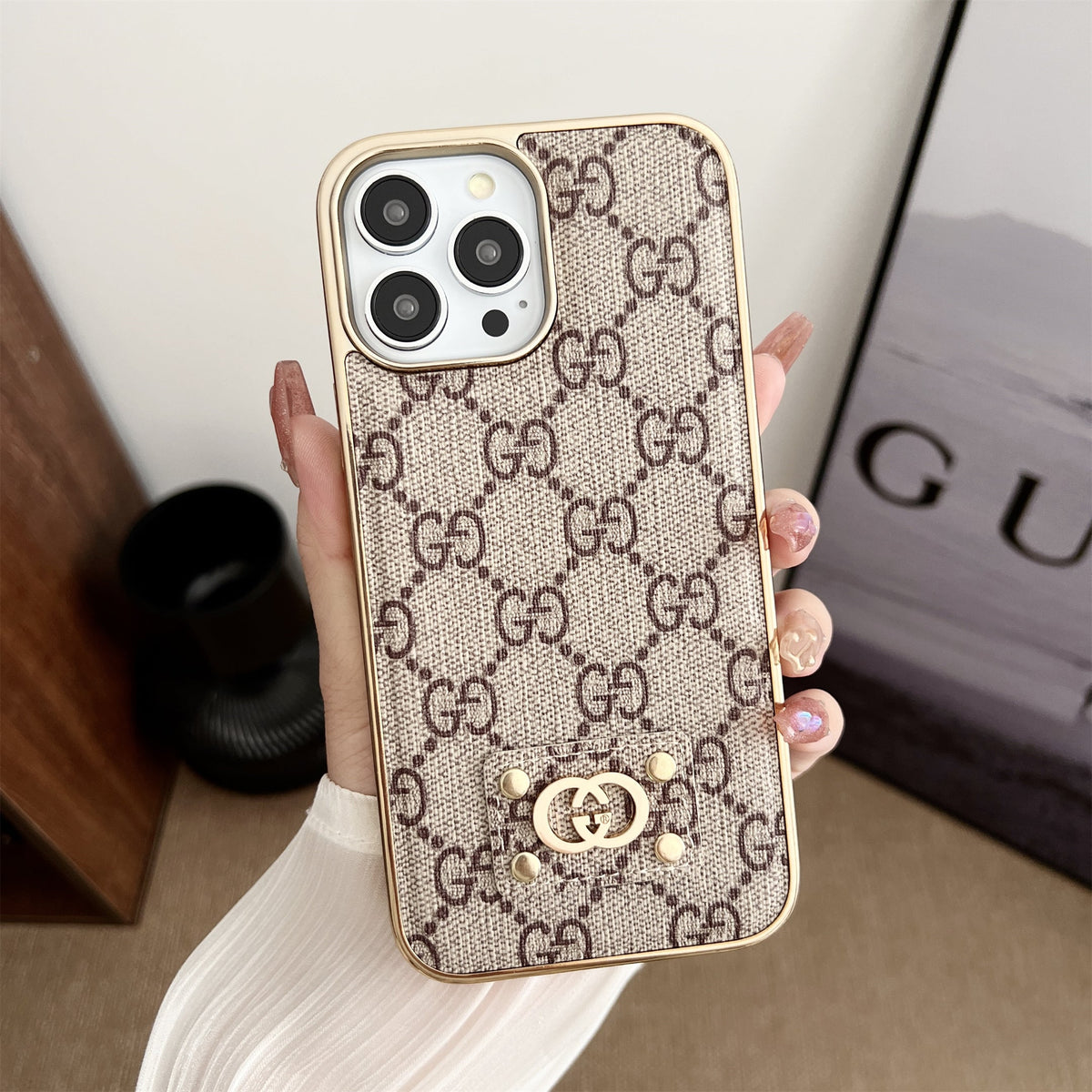 MONOGRAM LEATHER PC HARD BACK CASE FOR IPHONE Roxy New 2
