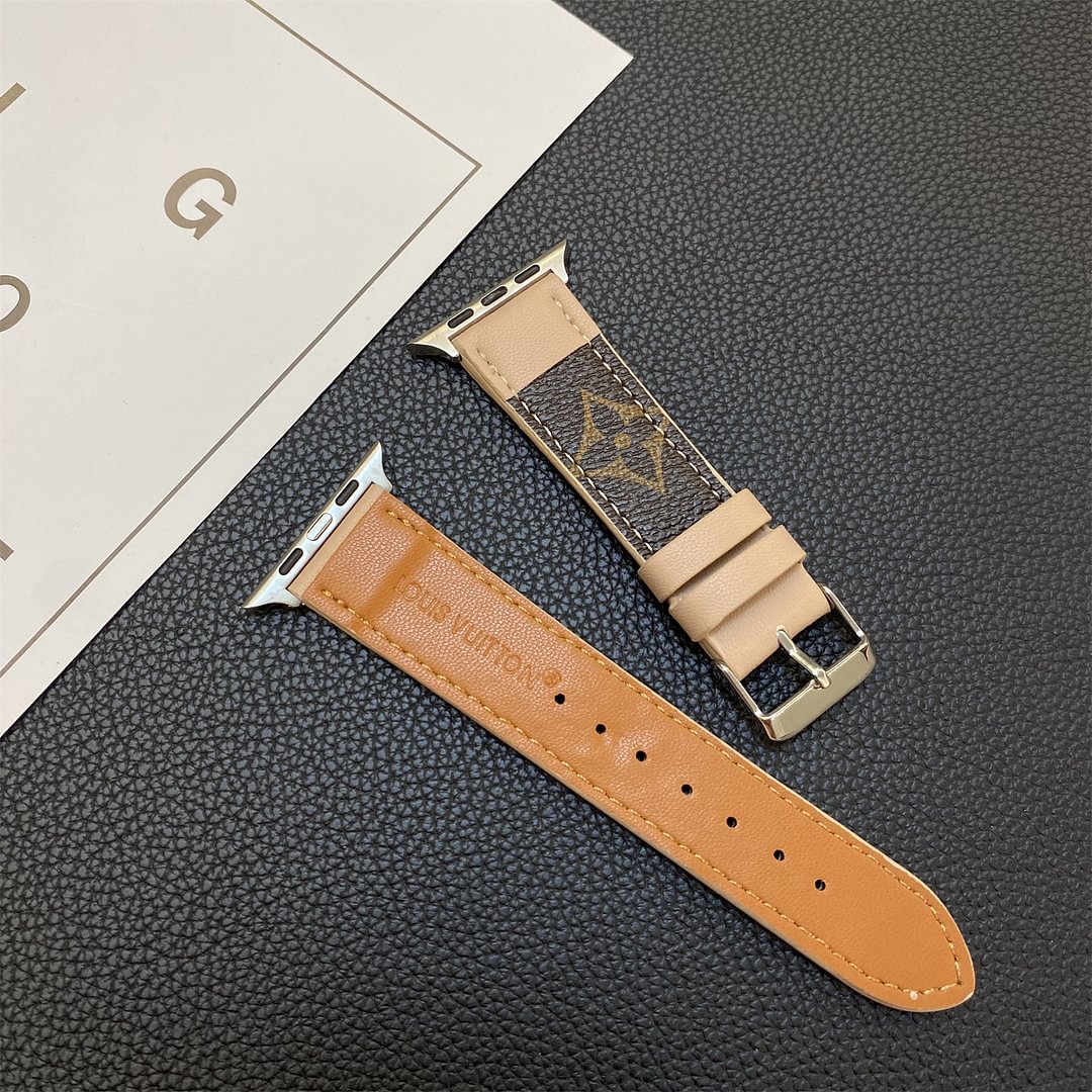 APPLE WATCH GENUINE LEATHER STRAP STITCHING MONOGRAM LEATHER Roxy New 2