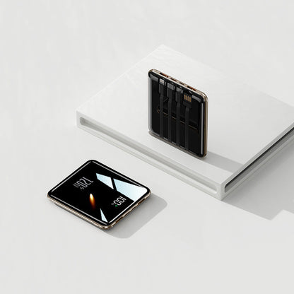 Mini Power Bank 10,000 mAh with Built-In Charging Cables
