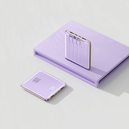 Mini Power Bank 10,000 mAh with Built-In Charging Cables