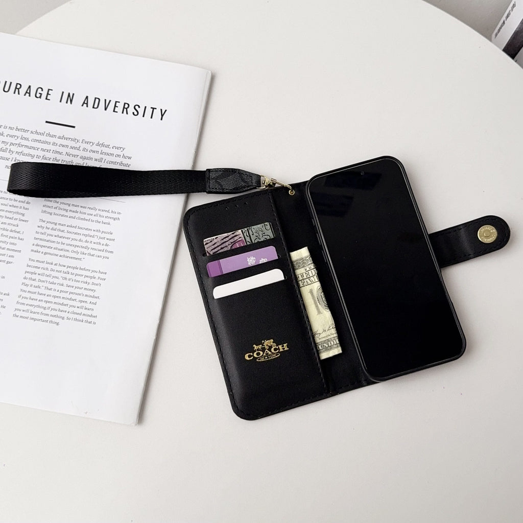 Luxury Fold Wallet Case with Wrist Strap - iPhone 12-18 Pro & Pro Max