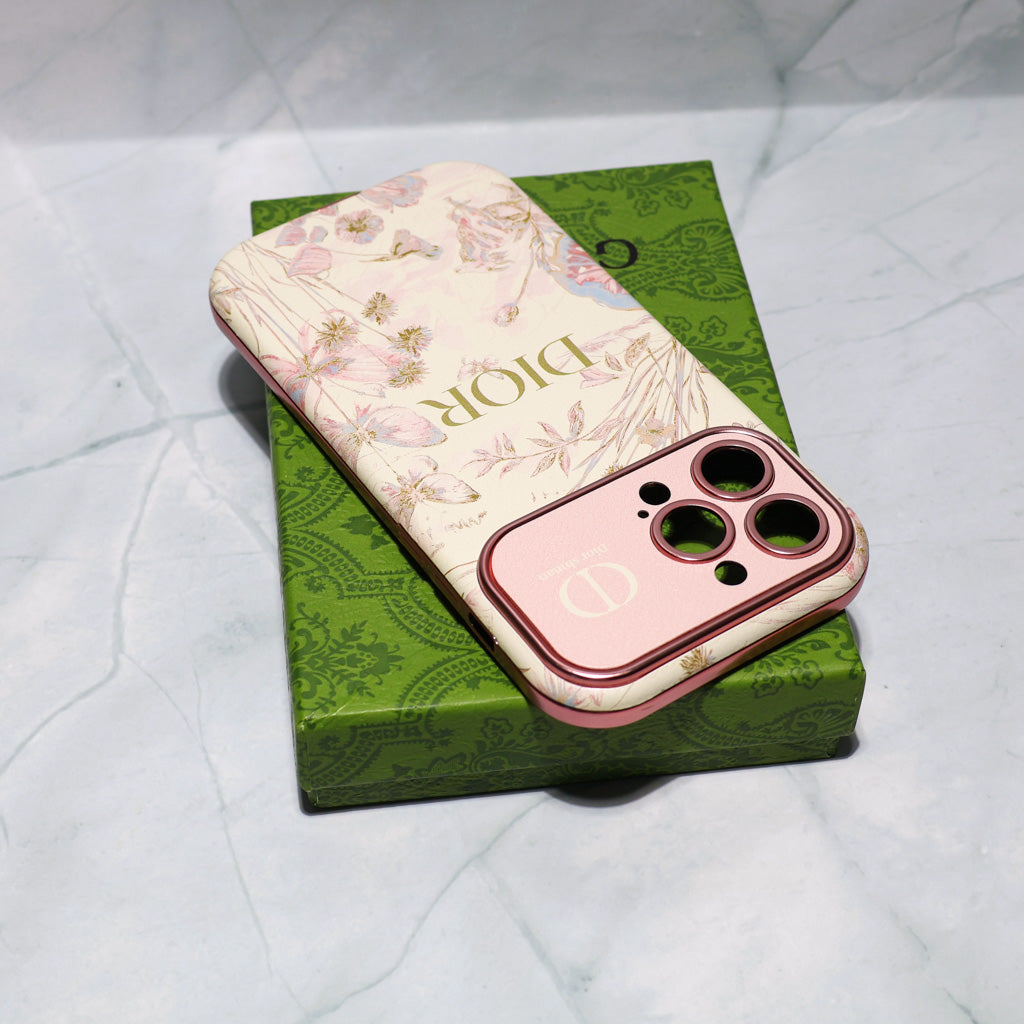 Beige Floral Dior Luxury Case - iPhone 13-18 Pro & Pro Max