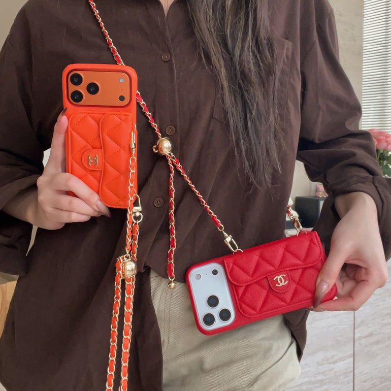 Premium Quilted Leather Crossbody Wallet Case for iPhone 12-18 Pro & Pro Max