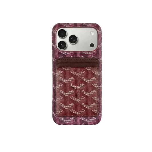 GYD Chevron Pattern MagSafe Card Slot Leather Case Burgundy for iPhone 13-18 Pro & Pro Max