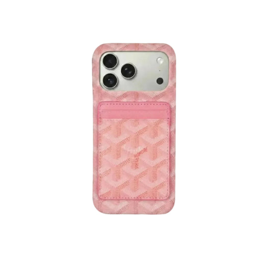 GYD Chevron Pattern MagSafe Card Slot Leather Case Pink for iPhone 13-18 Pro & Pro Max