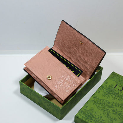 Luxury GUCCI Leather Wallet Pink Canvas